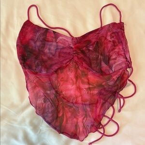 Pink and Red Floral Sheer Camisole